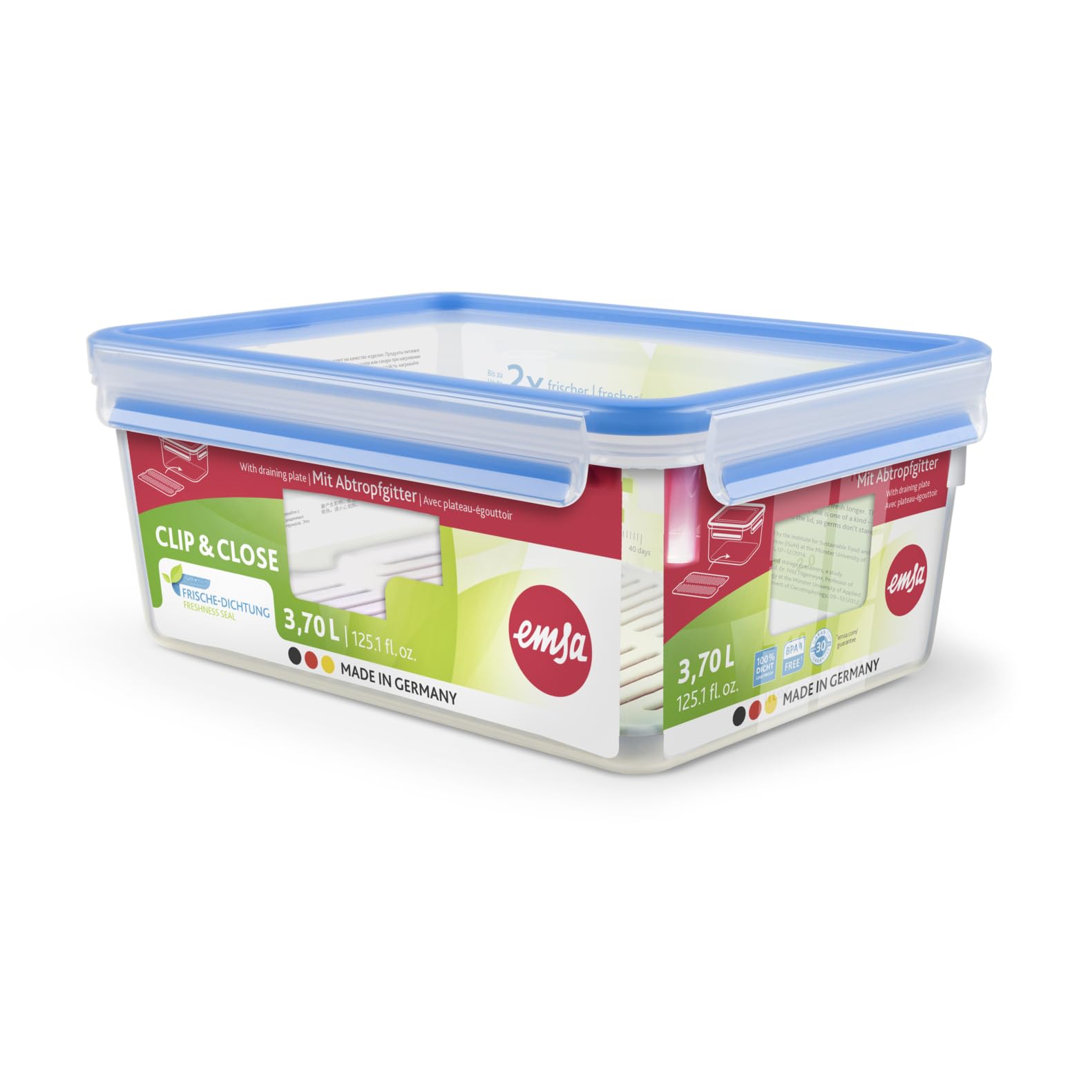 EMSA Clip & Close Frischhaltedose, rechteckig, 3,7 L, Aufbewahrungsbox, 100 Prozent dicht, spülmaschinen-, gefrier-, mikrowellenfest… – Ansicht 10