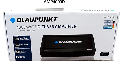 Blaupunkt AMP4000D AMP4000D 4,000-Watt-Max Monoblock Class D Amp con control remoto de graves