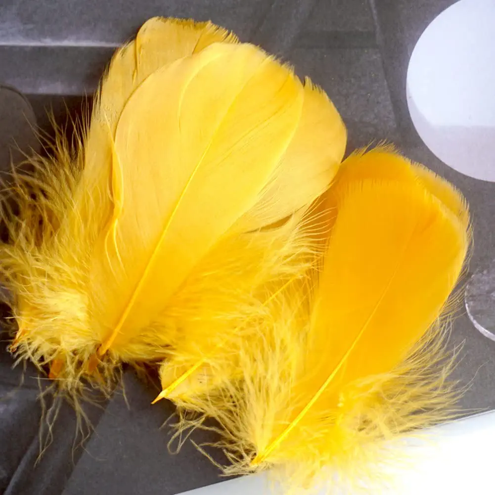 100Pcs Gold Natural Dyed Goose Feathers, 3-5Inch Craft Feathers Assorted Colors Feathers for Hat DIY Craft Wedding Party Birthday Clothing Decorations