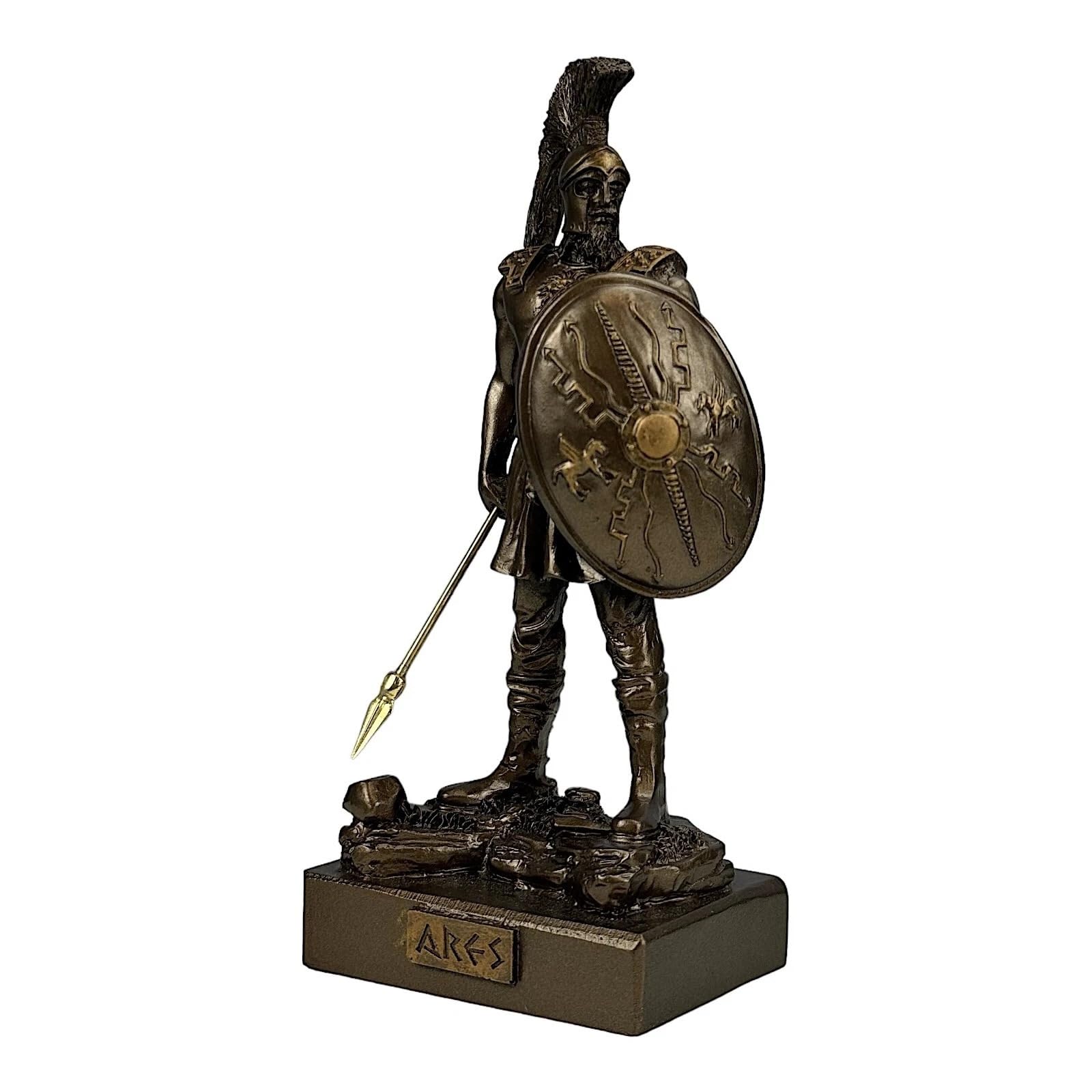 Statua greca del dio della guerra di Ares Marte – Scultura in alabastro fuso fatta a mano in Grecia, figura mitologica guerriero stile bronzo decorazione per la casa 18 cm (7,09 in)
