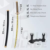 Vista 29 de Cold Blade Demon Katana - Réplica de anime de 41 pulgadas con cinturón y soporte, espada duradera perfecta para cosplay, espada Nichirin con diseño