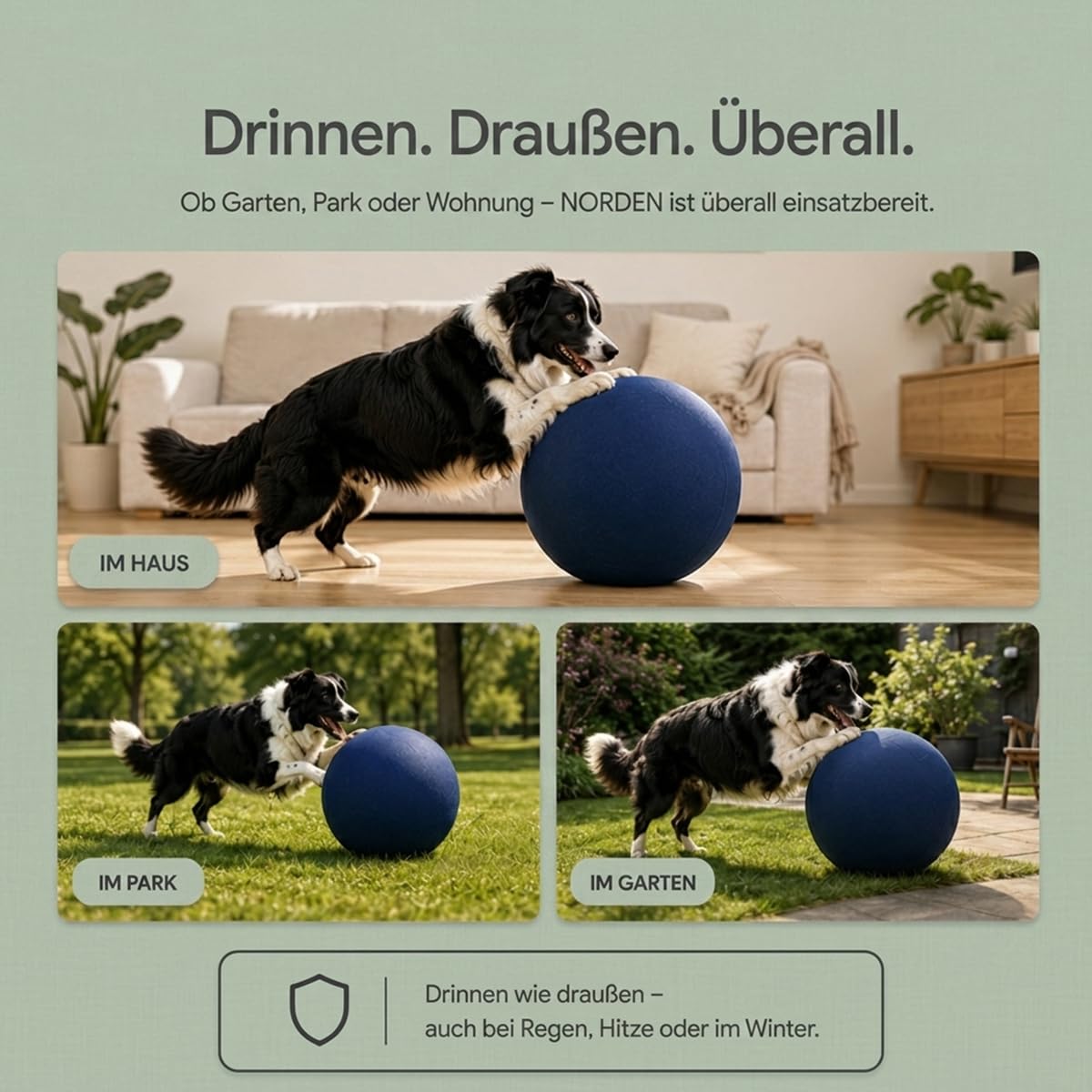 Lentiva Norden Treibball, Treibball für Hunde, ufblasbarer Herding Ball für mittlere & große Rassen, Kau- und kratzfester Hüteball mit Handschlaufe, Riesen Hundeball für Outdoor Training (B,55 CM)