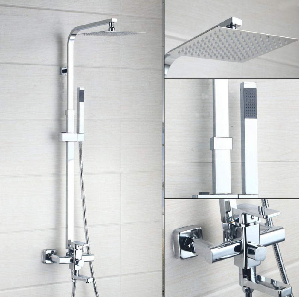 Ensemble de douche 8 pouces chromé au design géométrique et élégant