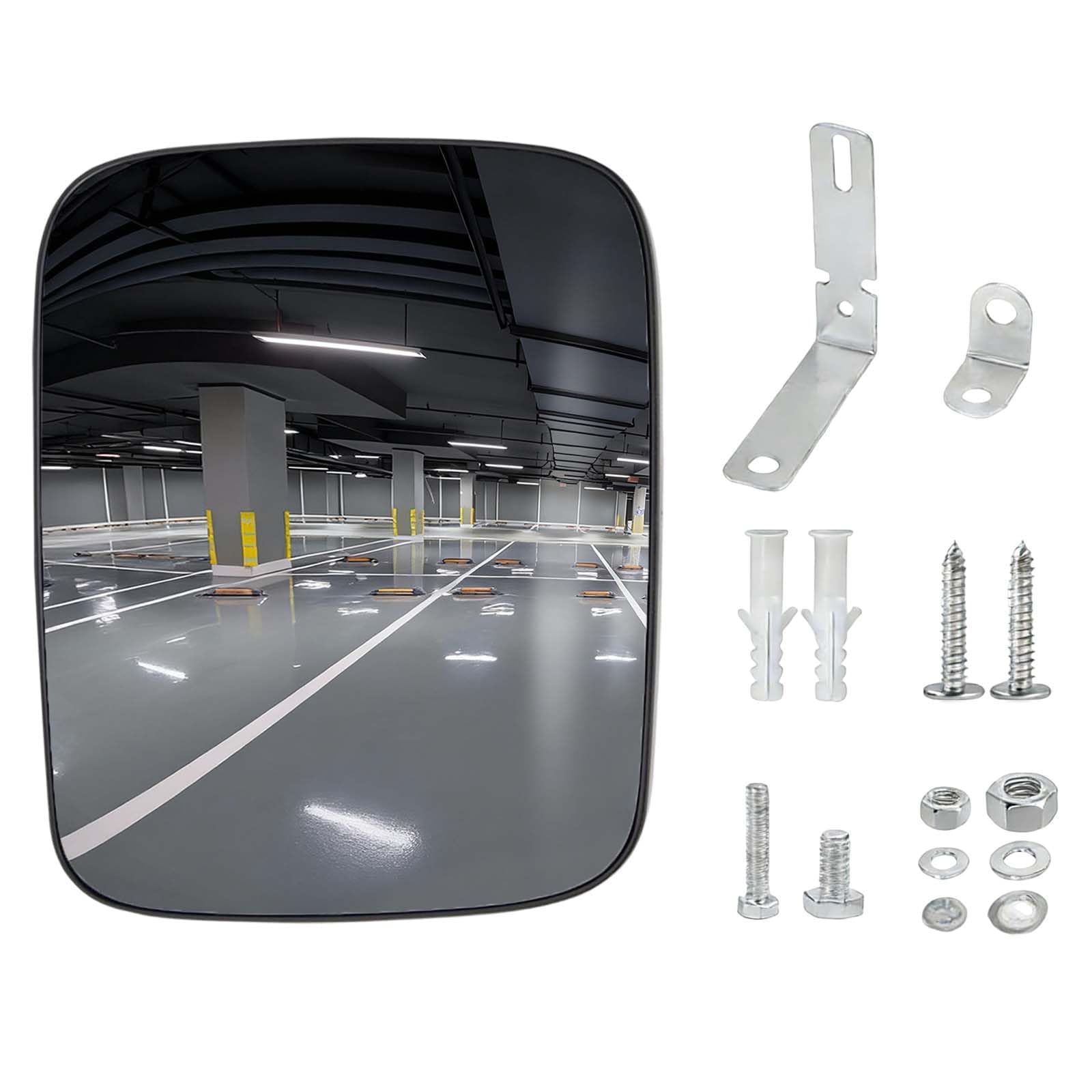 Specchio da traffico grandangolare convesso regolabile 16 x 19 cm per parcheggio e sicurezza stradale, interno ed esterno