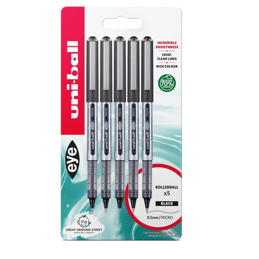 Uni-Ball Eye Micro UB-150 BK Plastic Free Packaging PK5