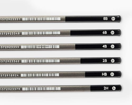Miniatura 4 de Seis lápices cuadrados para boceto y dibujo, 2h  Hb  2B  4B  6B  8B