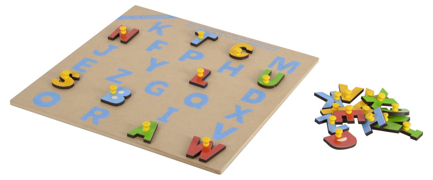Skillofun Wooden Alphabet Tray with Pictures, Fun & Educational - Improves Motor Skills | Engaging Learning Tool | Eco-Friendly, Non-Toxic | Colorful Alphabet Pieces with Matching Pictures 1