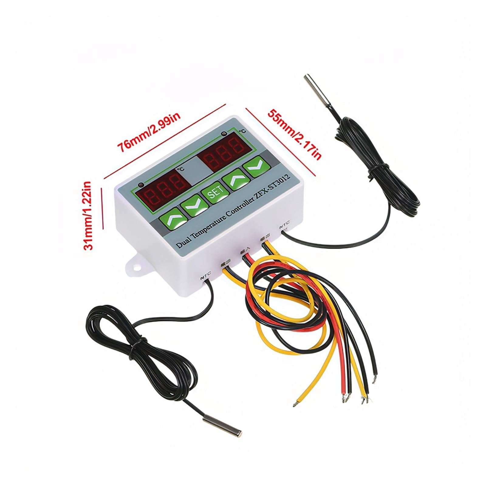 Termostato Intelligente, ZFX-ST3012 Doppio regolatore di Temperatura, termostato Digitale, microcomputer di Controllo dell'incubatore Doppia sonda DC 12V 24V / AC(24V)