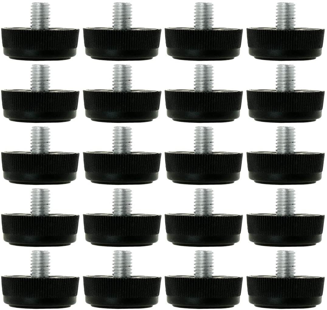 M8 x 10 30mm Leveling Feet Adjustable Leveler Floor Protector Covers for Furniture Table Leg 20 Pack