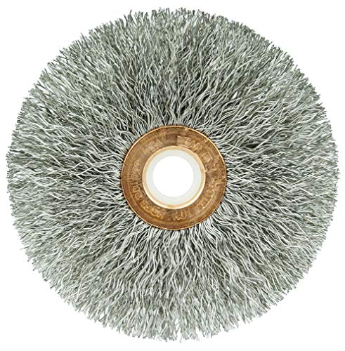 Image of Weiler 16963 3 inch Crimped Wire Wheel, .0118 inchStainless Steel Fill, 1 /2 inch-3 /8 inchArbor Hole, Made in the USA