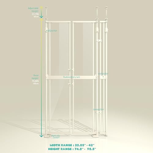 Miniatura 4 de Puerta para gatos extra alta de 74 pulgadas de alto, apertura de 33.85 a 42 pulgadas. Cierre automático y diseño de montaje sin presión de