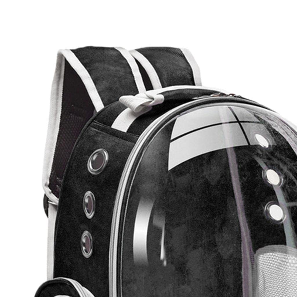 Zaino Trasportino Animali Domestici Borsa Capsula Trasparente Ventilato con Finestra Panoramica per Gatti Cani Piccoli Spallacci Imbottiti Re, Nero