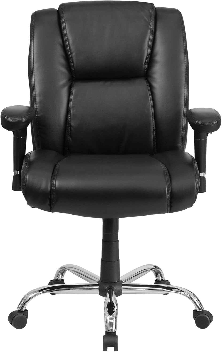 Flash Furniture HERCULES Series Big & Tall 400 lb. Rated Black LeatherSoft Ergonomic Task Office Chair with Chrome Base and Adjustable Arms - Thumbnail 2
