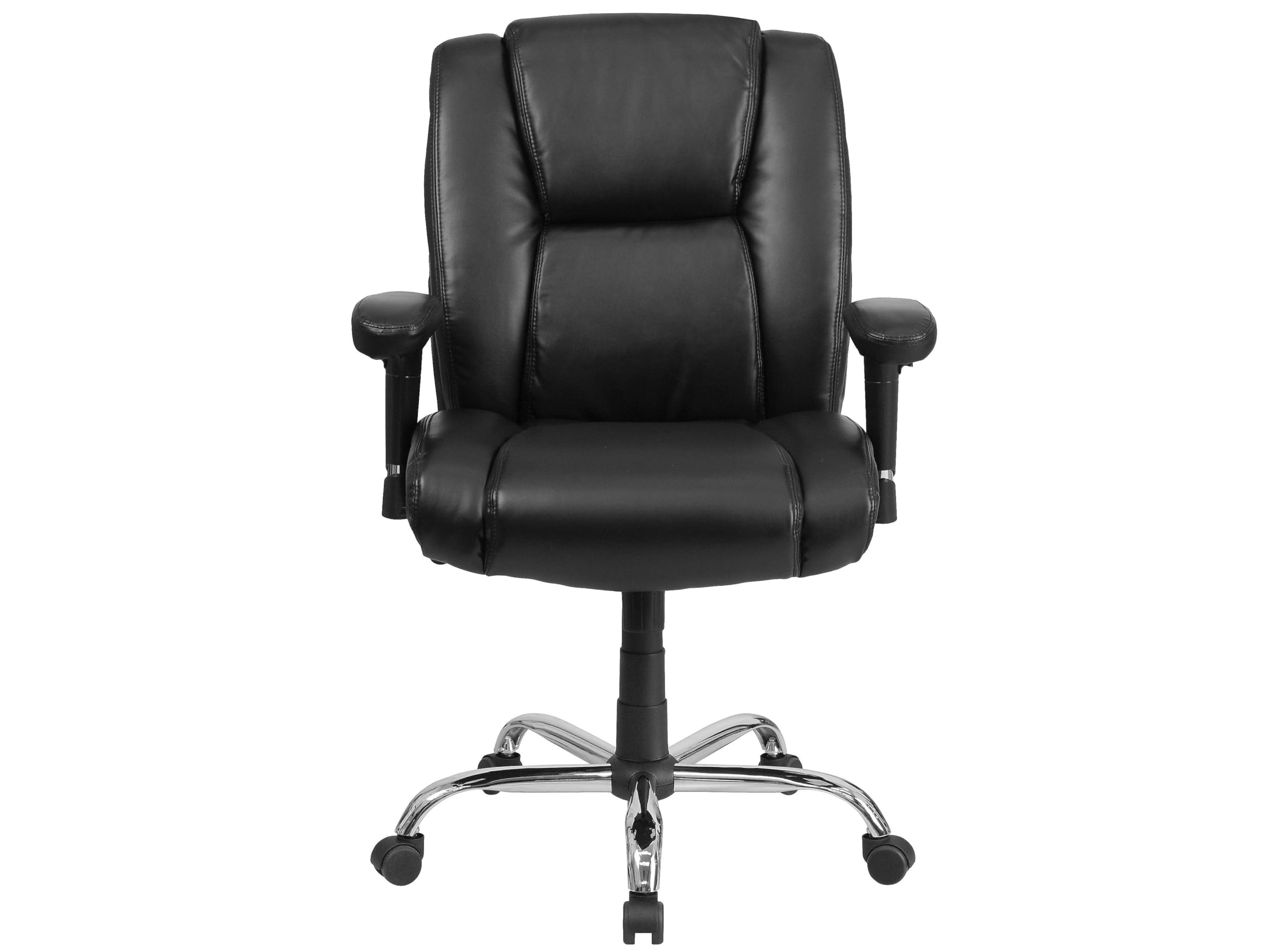 Flash Furniture HERCULES Series Big & Tall 400 lb. Rated Black LeatherSoft Ergonomic Task Office Chair with Chrome Base and Adjustable Arms