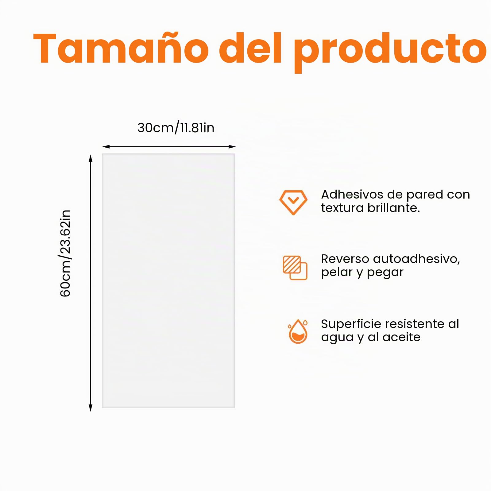 Pegatinas efecto baldosas de mármol, 10 piezas 60×30 cm, azulejos de cocina autoadhesivos, azulejos de pared autoadhesivos de PVC para baño, paneles de pared impermeables y antiaceite