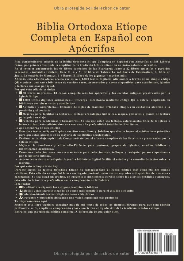 Biblia Ortodoxa Etíope Completa en Español con Apócrifos (1088 Libros) (Spanish Edition)