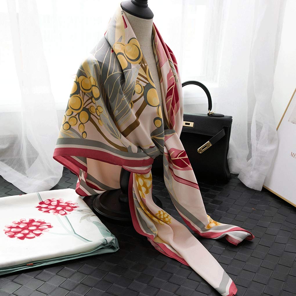 Bufanda cuadrada grande salvaje de algodón de sarga para otoño e invierno, chal de moda con flores, bufanda exterior cálida, bufanda de seda elegante para mujer