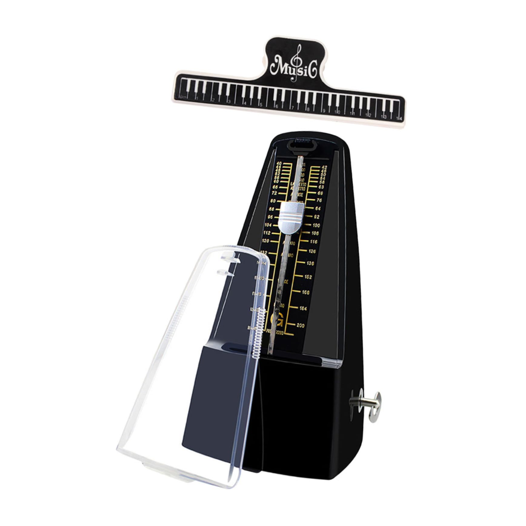 minkissy Mechanisches Metronom für Klavier Gitarre Mehr mit Musikbuch Clip Langlebiges Material Präzise Taktung für Anfänger und Musikliebhaber Zufällige Farbe Zufällige Farbe