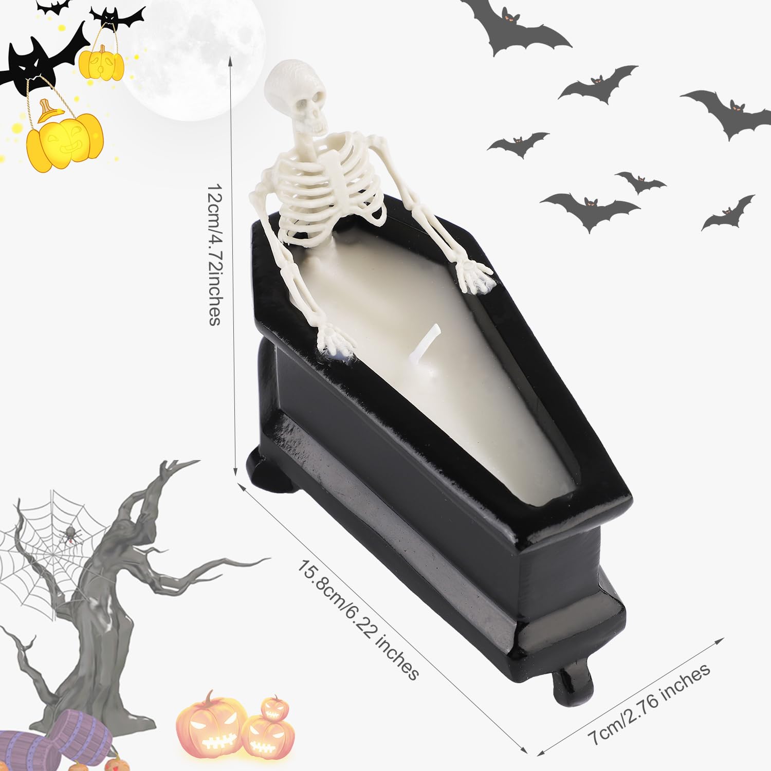 4 Bougies Décoratives Squelette Halloween - Style Gothique Sombre, En Cire De Soja, Pour Décoration De Fête