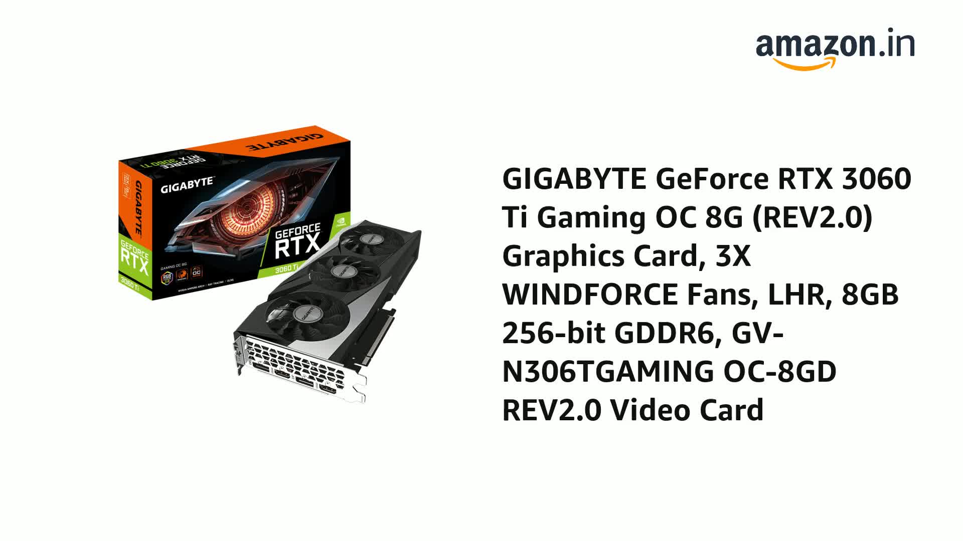 Amazon.in: Buy GIGABYTE GeForce RTX 3060 Ti Gaming OC 8G (REV2.0