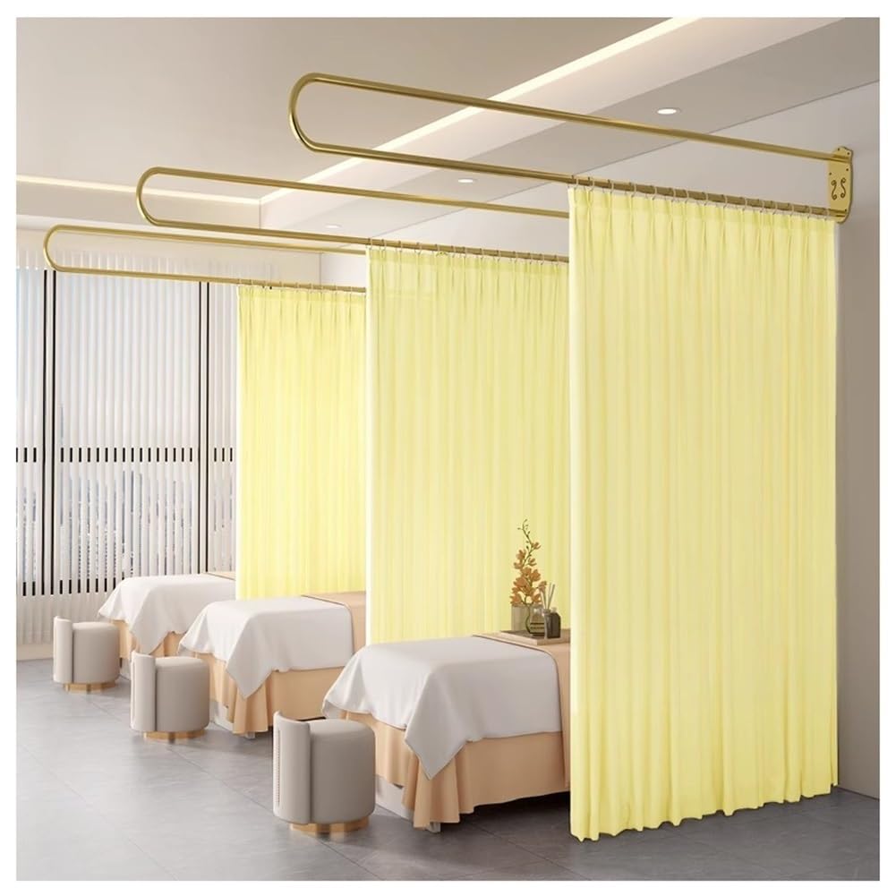 Paravent jaune avec support en métal U S - Fixation murale - Idéal pour salon, chambre à coucher, salon - 230 cm