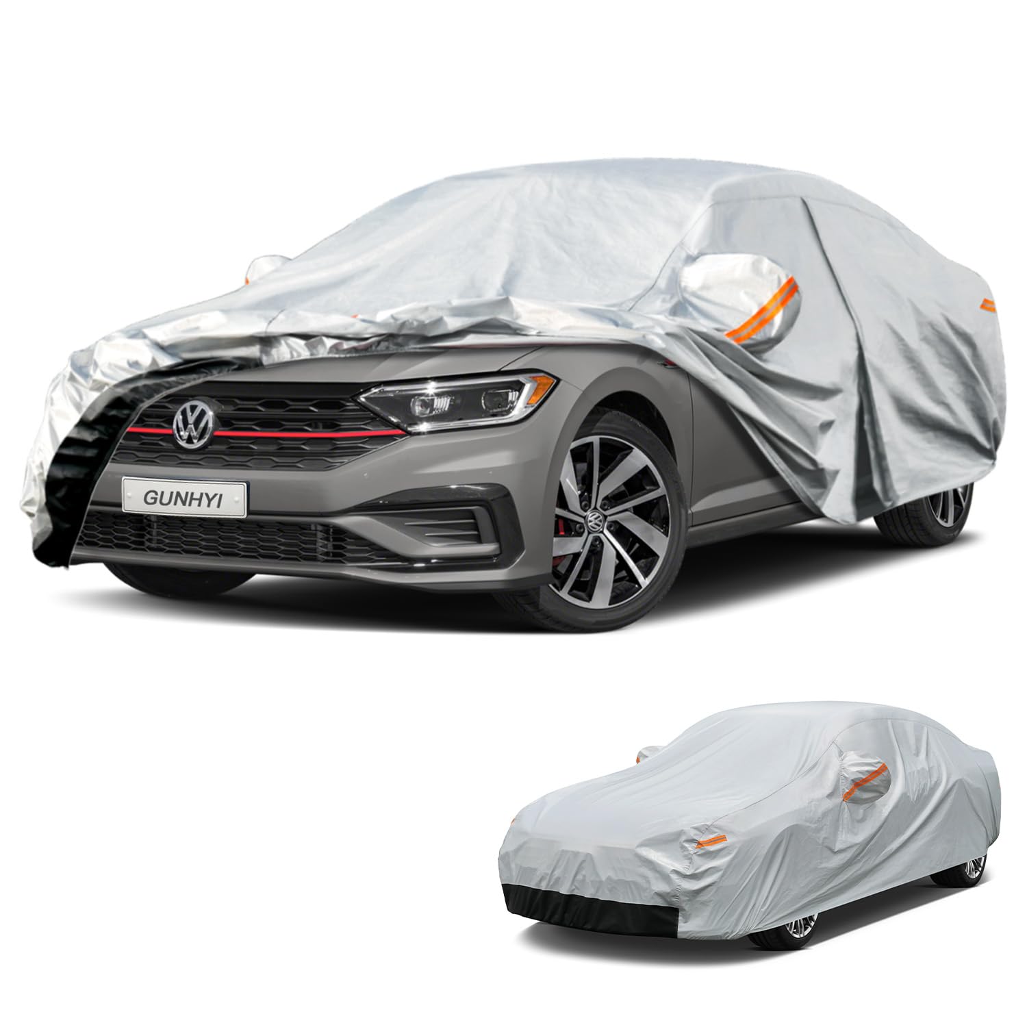 GUNHYI 6 Layer Car Cover Custom Fit Volkswagen Jetta (2005-2026) Waterproof All Weather, Heavy Duty Outdoor Snow Sun Rain Uv Protection (Ships from US Warehouse, Delivery 3-8 Days)