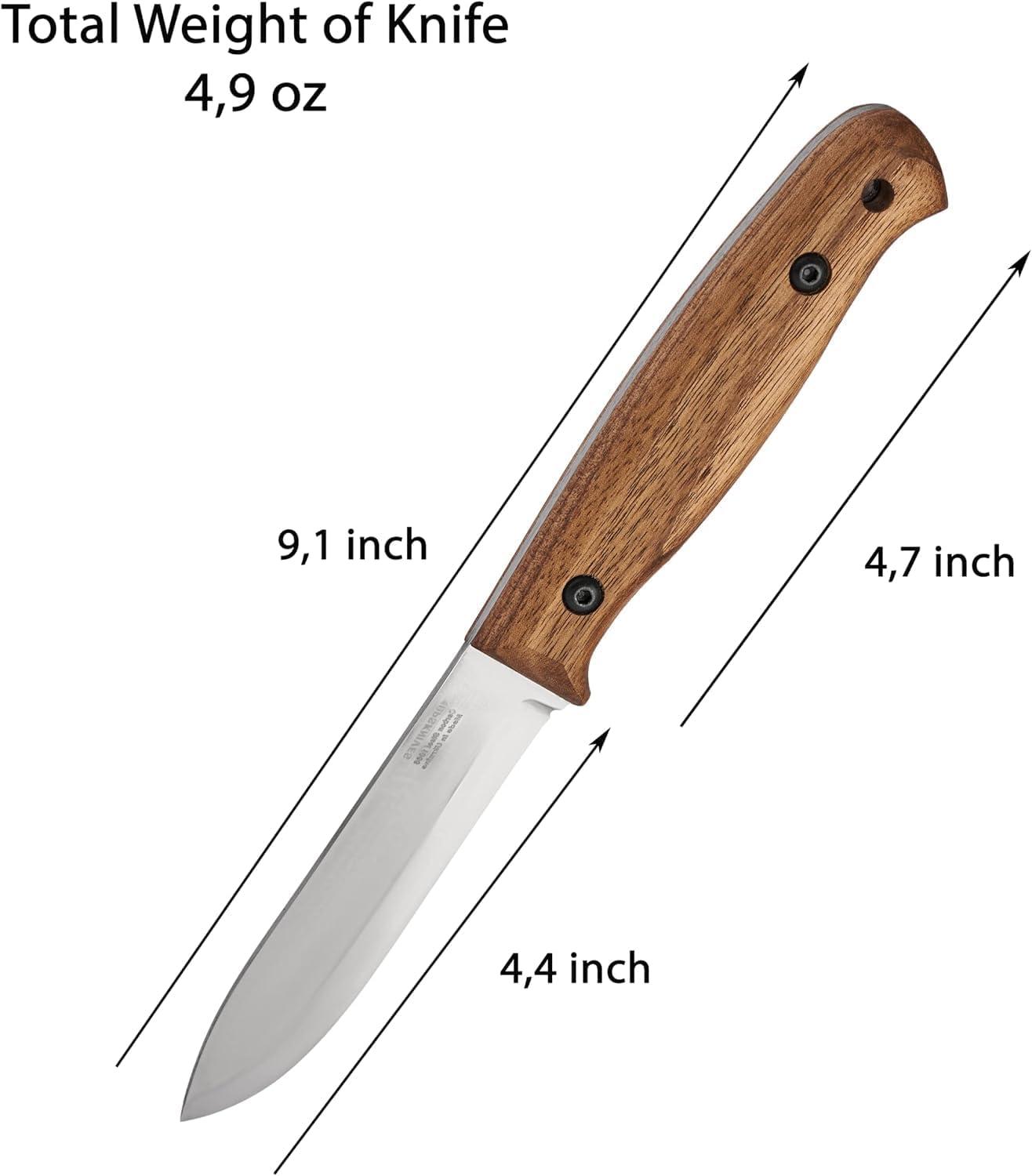 BPSKNIVES Left Hand BS2FT CSH - Full Tang Bushcraft Knife With Leather Sheath - Survival Tactical Knife - Camping Knives - Outdoor Knives - Fixed-Blade Carbon Steel Utility Knife