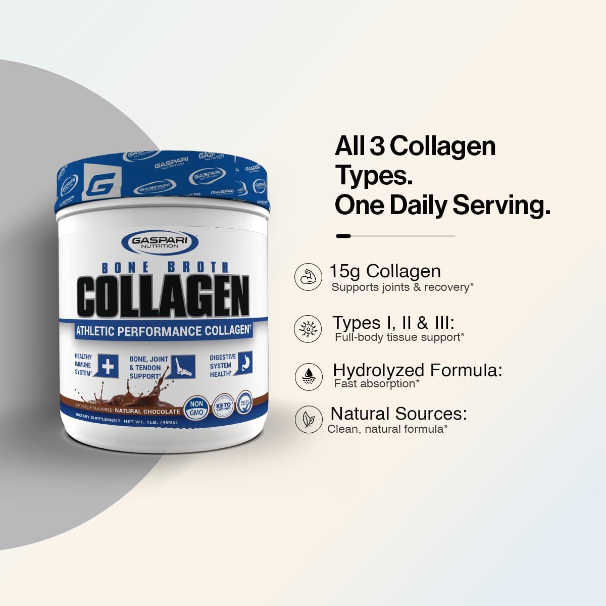 Gaspari Nutrition Bone Broth, Athletic Performance Collagen, 13g Protein, Gluten Free, Non-GMO, Keto Certified, Gut and Joint Health (30 Servings, Natural Chocolate)