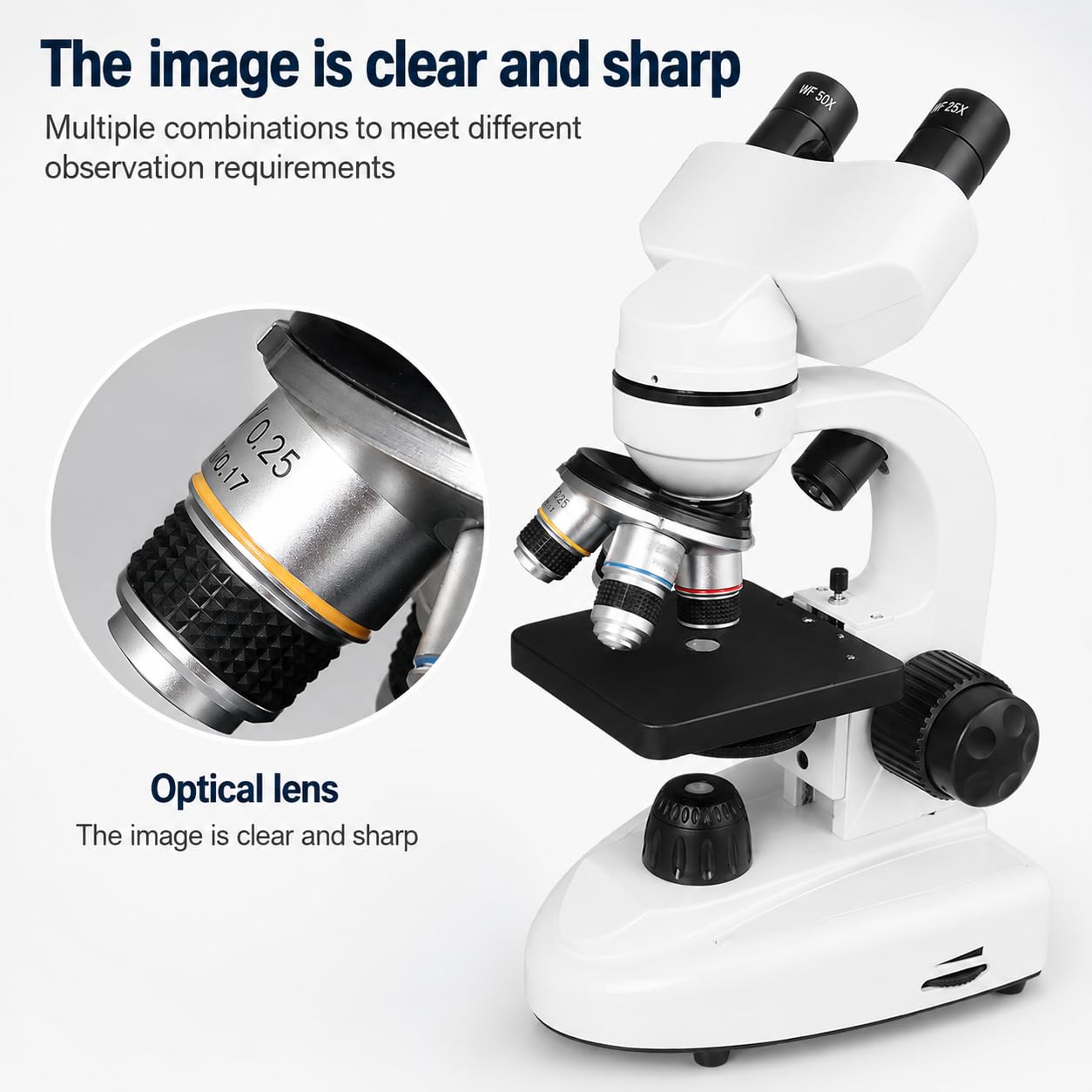 Microscopio biologico HD 30000X 50000X 70000X con custodia per il trasporto, set binocolo con doppio LED e adattatore per telefono
