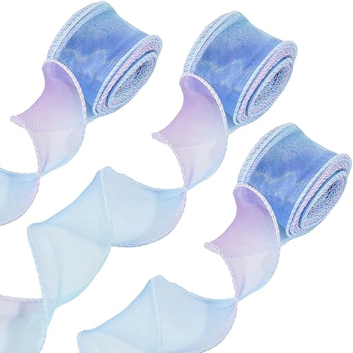 CABODYALS Ruban Transparent en Dentelle Bleu Clair de 27 m et 40mm pour la Saint