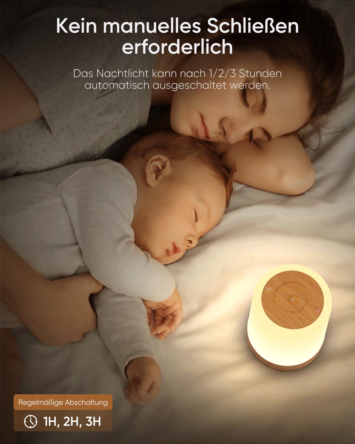 Bonsery Lampka nocna LED, dotykowa, ściemniana z 256 kolorami RGB i 3 trybami, lampka nocna dla dzieci, ładowalna przez USB z funkcją timera i pamięci, słoje drewna, lampa stołowa bezprzewodowa do