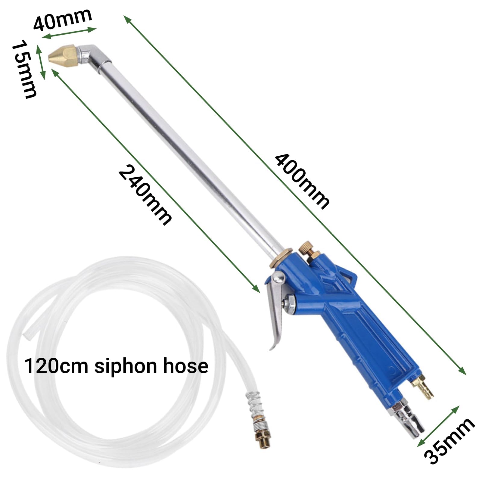 40 Cm Auto-Wasser-Reinigungspistole Motor-Reinigungspistole Siphon-Blaspistole Motorölreiniger Pneumatisches Werkzeug mit 1,2 M Schlauch
