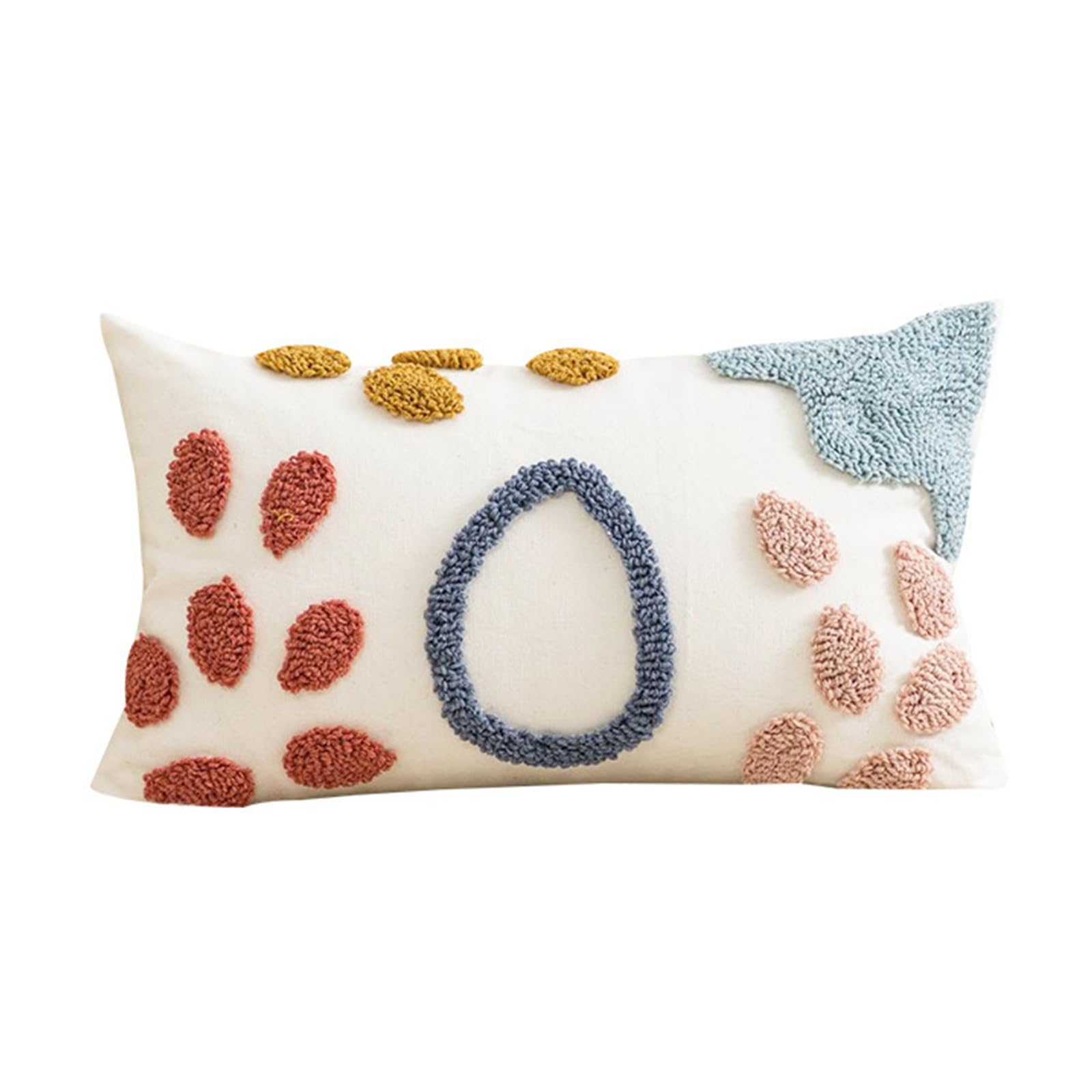 Jazuaiao Waterdrops Embosseds Pillow Cover for Sofa Bedding Polyester Fabric Lumbar Designs 45cm and 50cm Scandinavian Waterdrops Embroidered Pillow Cover Geometric Loop Pattern Throw Cushion Case