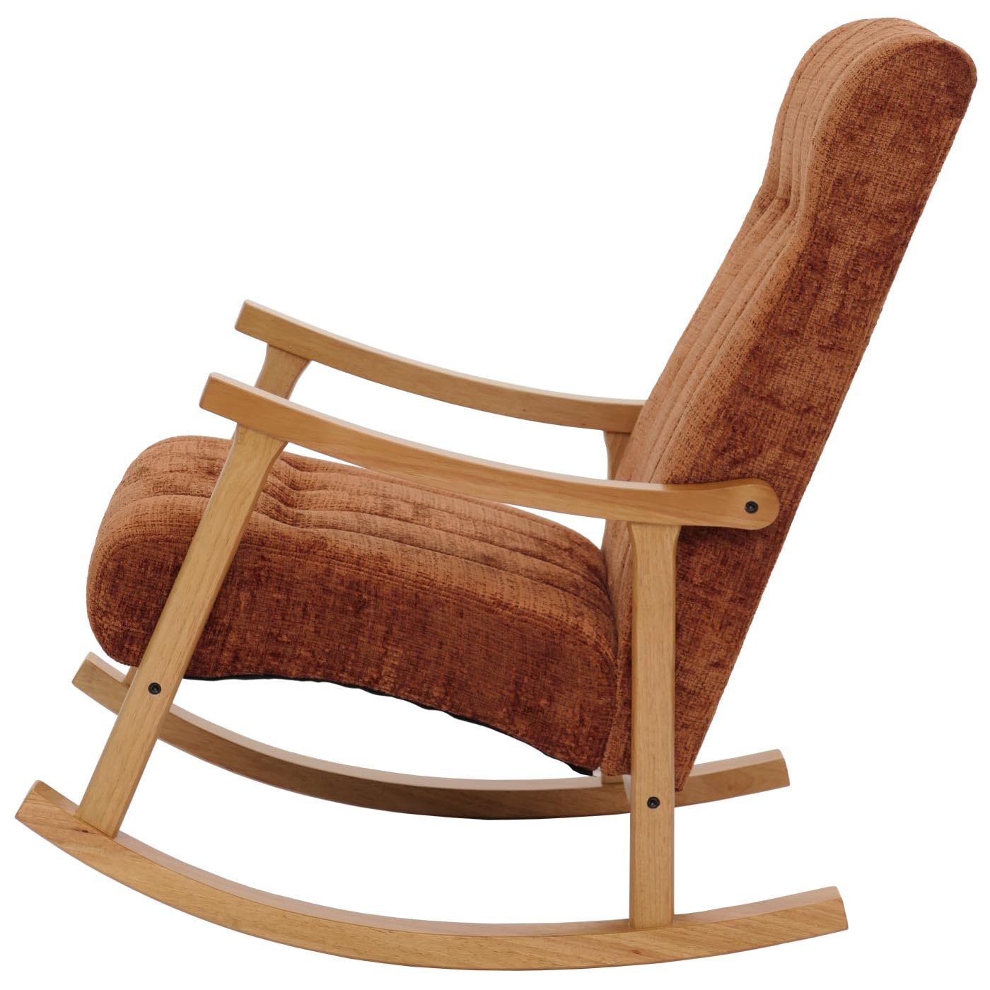Mendler Fauteuil à Bascule HWC-K10 Chenille (465g/m²) Terracotta, piètement Naturel