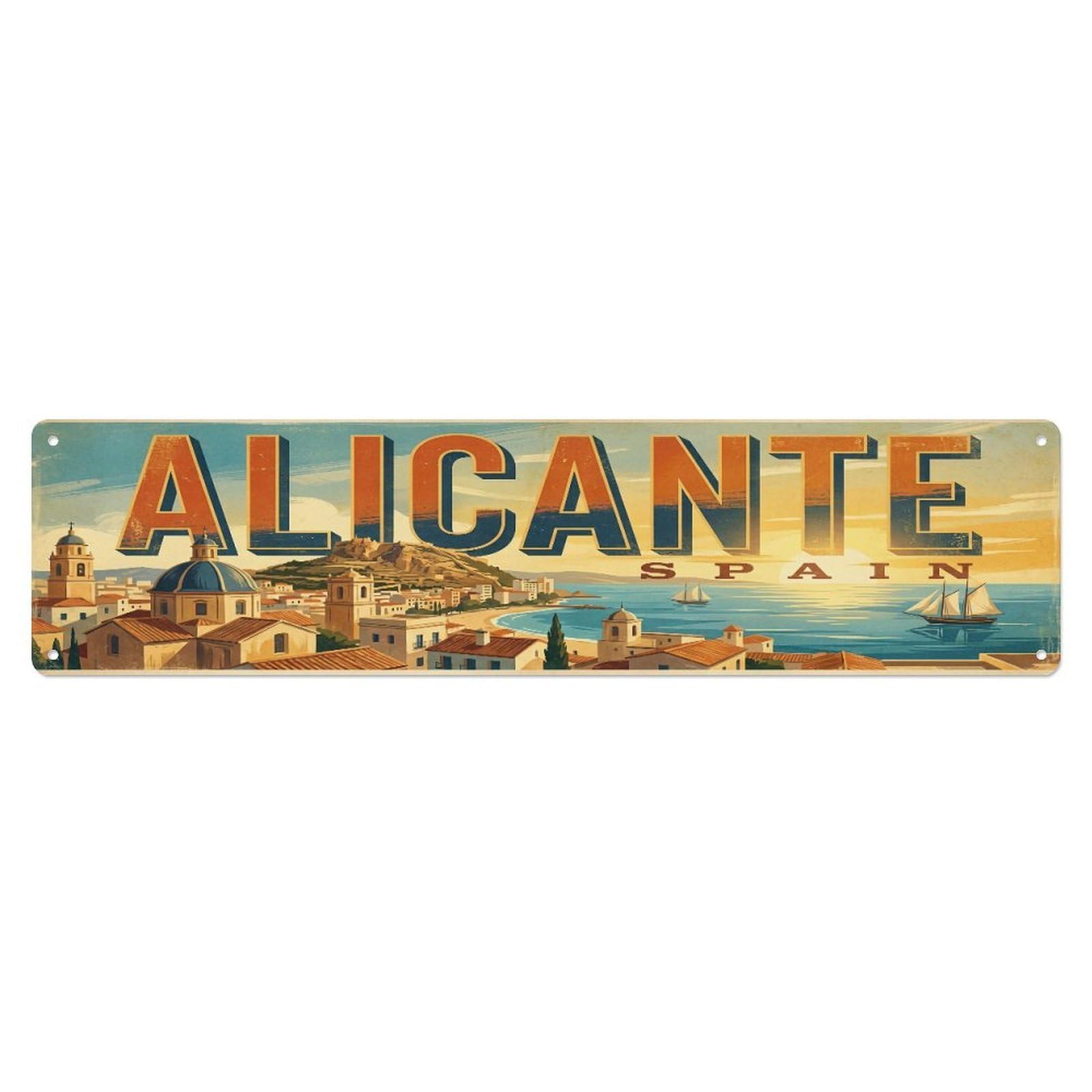 Metal Tin Sign Travel Retro Alicante Spain