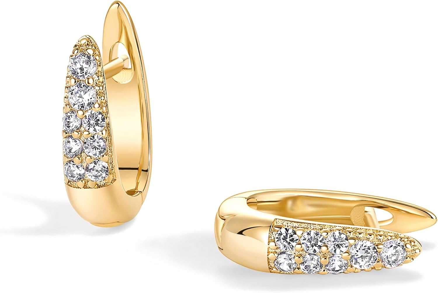 PAVOI 18K Gold Plated 925 Sterling Silver Posts Cubic Zirconia U Shaped Hoop Earrings | Hypoallergenic CZ Huggie Earrings for Women - Image 5