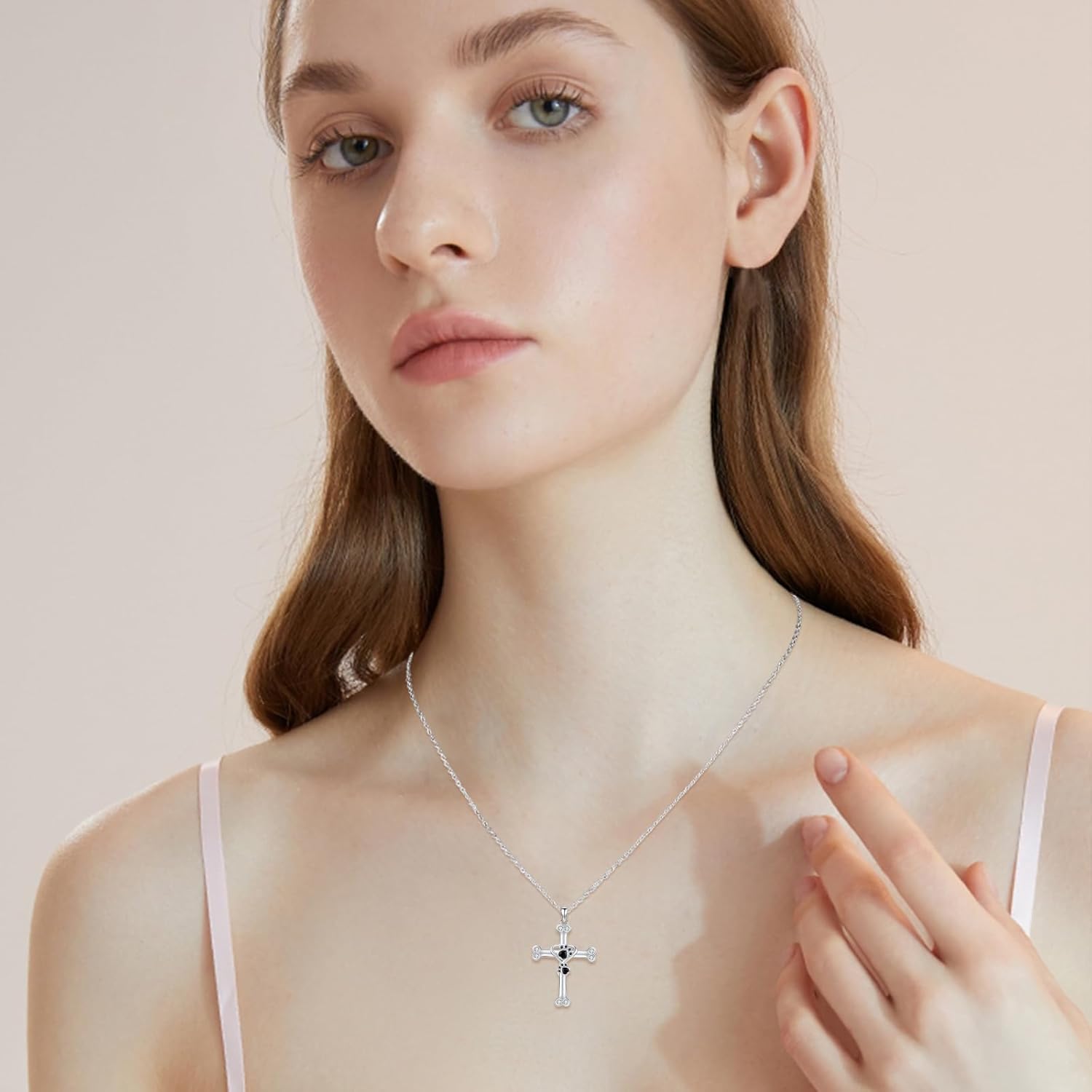 Cross Necklace Sterling Silver Faith Angel Wings Celtic Butterfly Bachelor Cap Necklace Cross Pendant Religious Jewish Christian Jewelry Gifts for Women Mother's Day