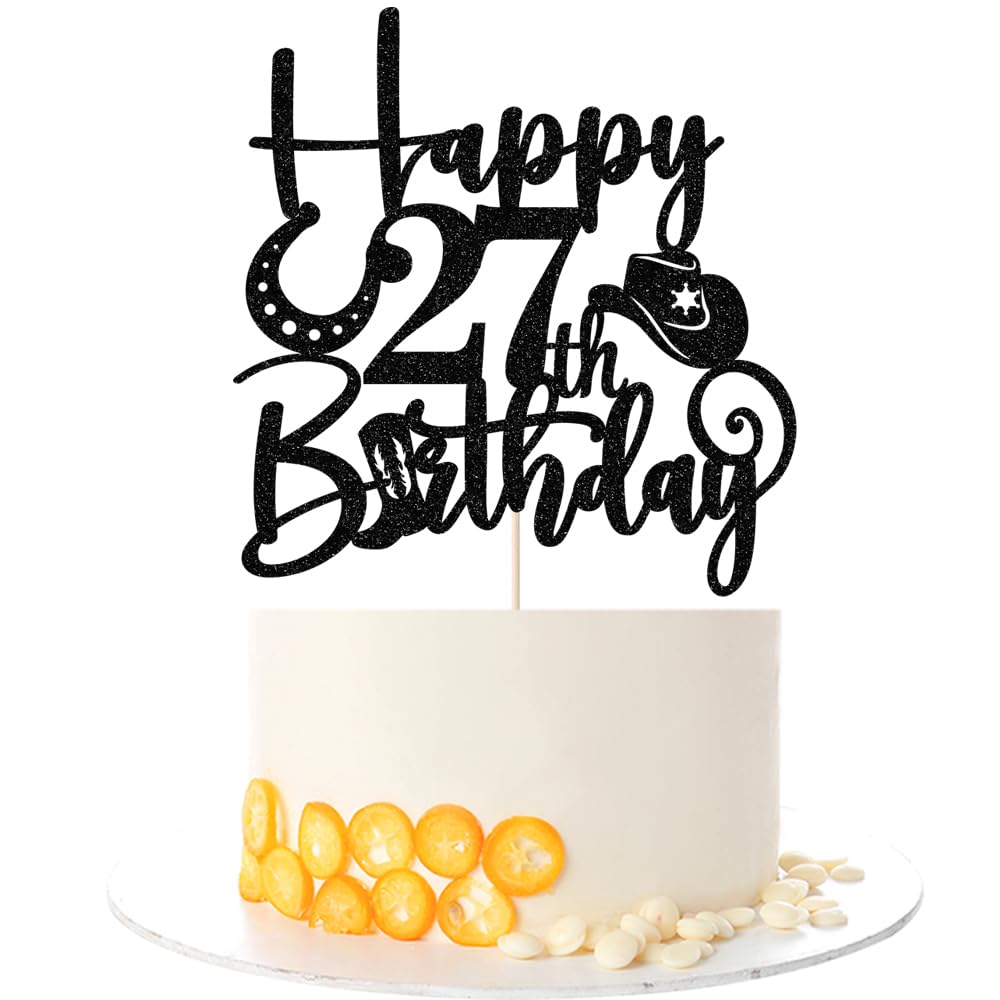 Kaoenla Cowboy Cake Topper-cowboy theme Happy 17th Birthday Decor,17th Birthday/Anniversary Party Decorations (27th) — image 1