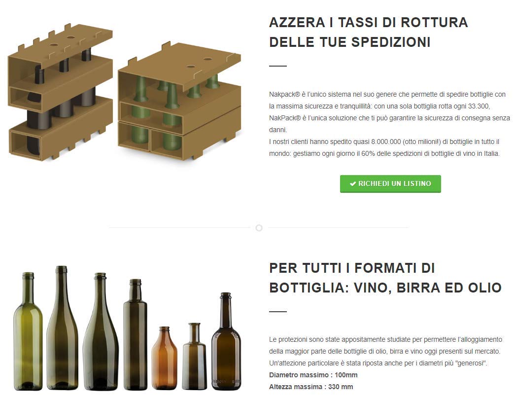 IMBALLAGGI 2000 - SCATOLA PORTABOTTIGLIE NAKPAK PER SPEDIZIONI ESPRESSE DI VINO ALCOLICI ED OLIO (6 BOTTIGLIE) (50)