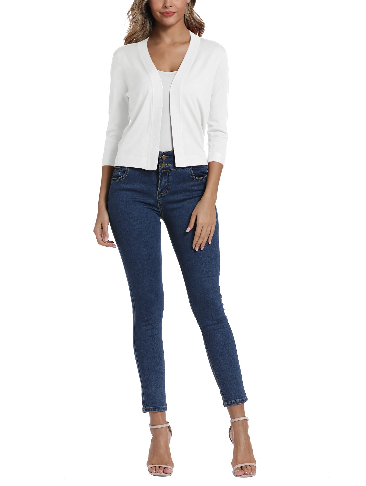 Elegante 3/4 Manga Sólido Cárdigan para Mujer