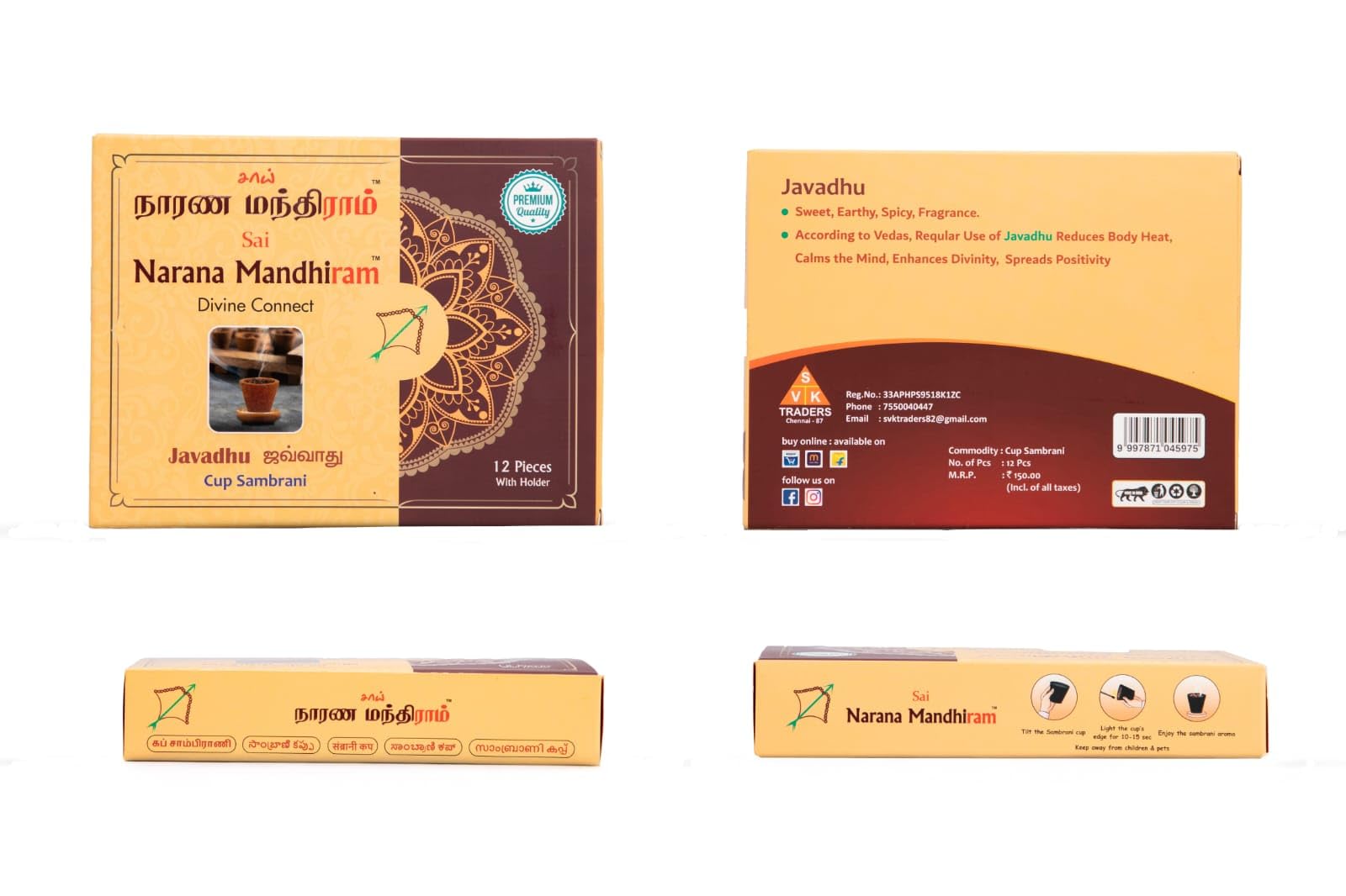 Divine Connect Javadhu Cup Sambrani Combo Pack of 4 | Traditional Herbal Cup Incense | Natural Aroma for Home & Temple | Long Burning & Smooth Fragrance | Cup Shaped Design-image-41