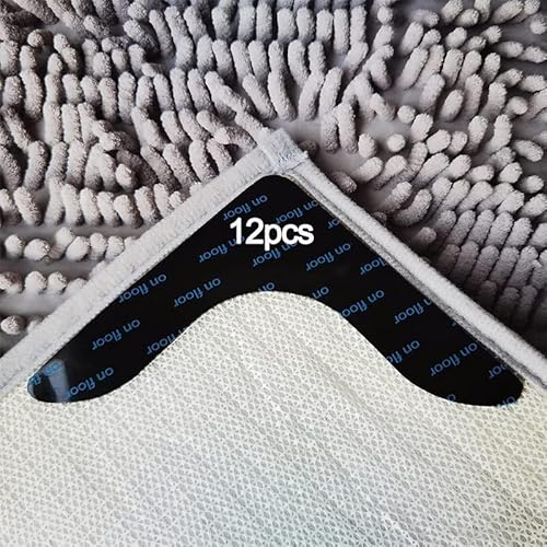 Antirutschmatte für Teppich 12 Stück, Teppichstopper, Teppich Antirutschunterlag, Antirutschmatte Anti-Curling Rug Gripper Teppichunterlage Doppelseitige Washable Wiederverwendbar Cover