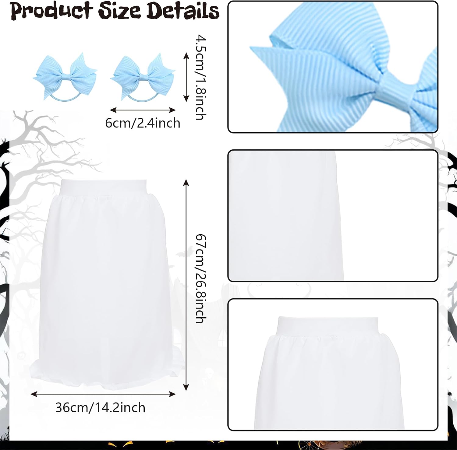 POEWAUVE Halloween Fast Food Costume Women Include Red Wig White Half Waist Apron Long Arm Warmer Gloves Striped High Knee Socks for Deluxe Halloween Cosplay