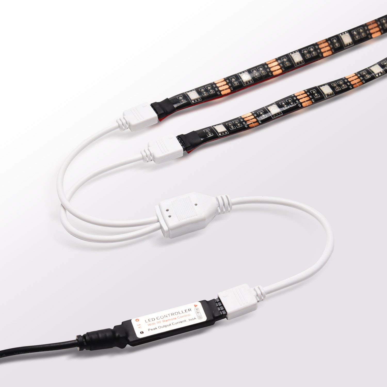 WANGCL 2PCS Striscia LED Splitter Cavo 4 Pin RGB Splitter 1 a 2 porte LED Controller Connettore per RGB 5050 3528 2835 Striscia LED -Bianco