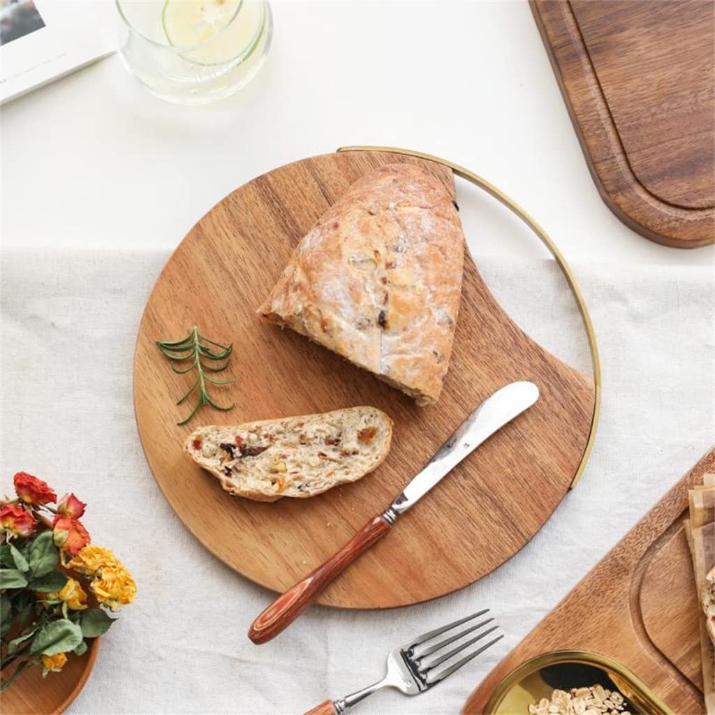 Tabla de Cortar Cocina,Tabla Redonda de Cocina con Mango Chapado en Cobre, Tabla para Cortar Frutas y Verduras