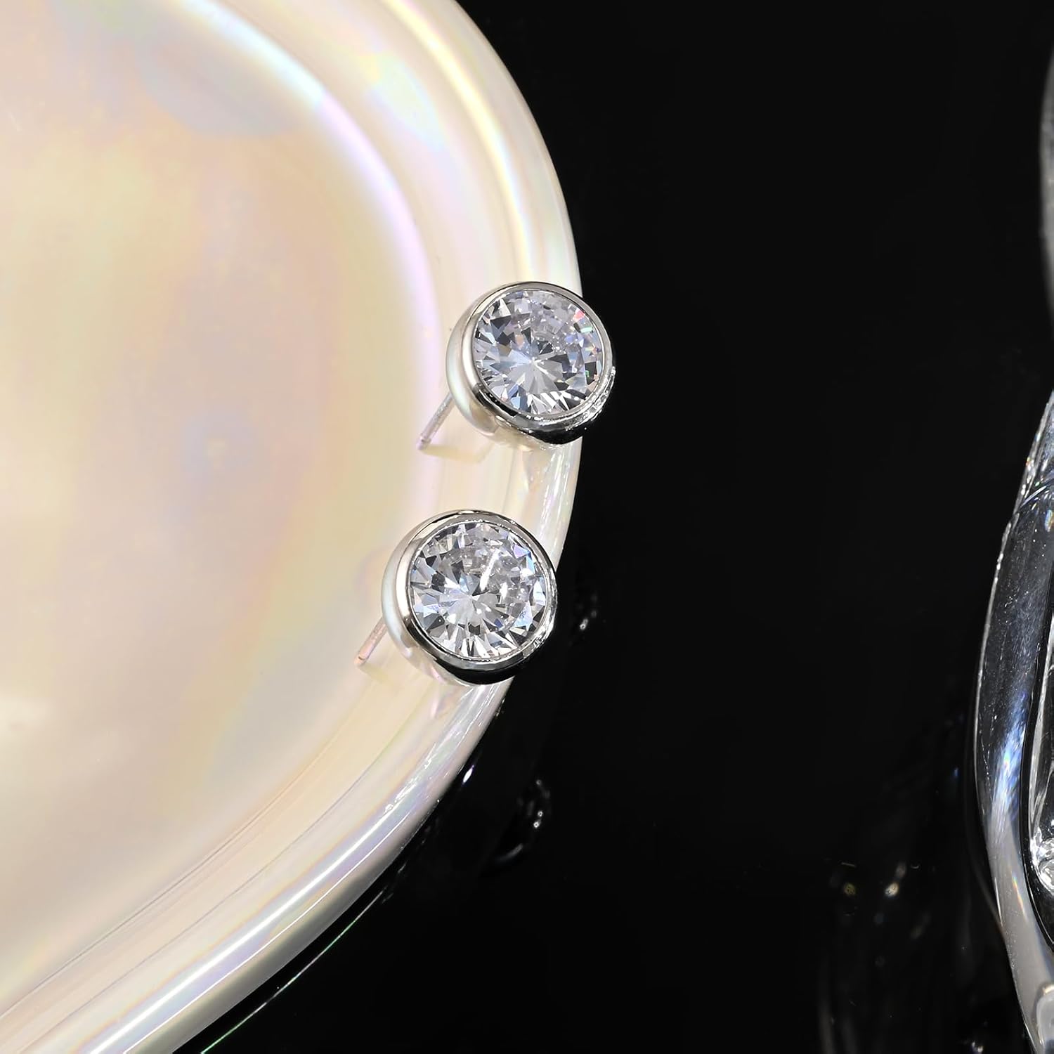 925 Sterling Silver Round Cubic Zirconia Stud Earrings for Women Sparkly Earrings - Image 7