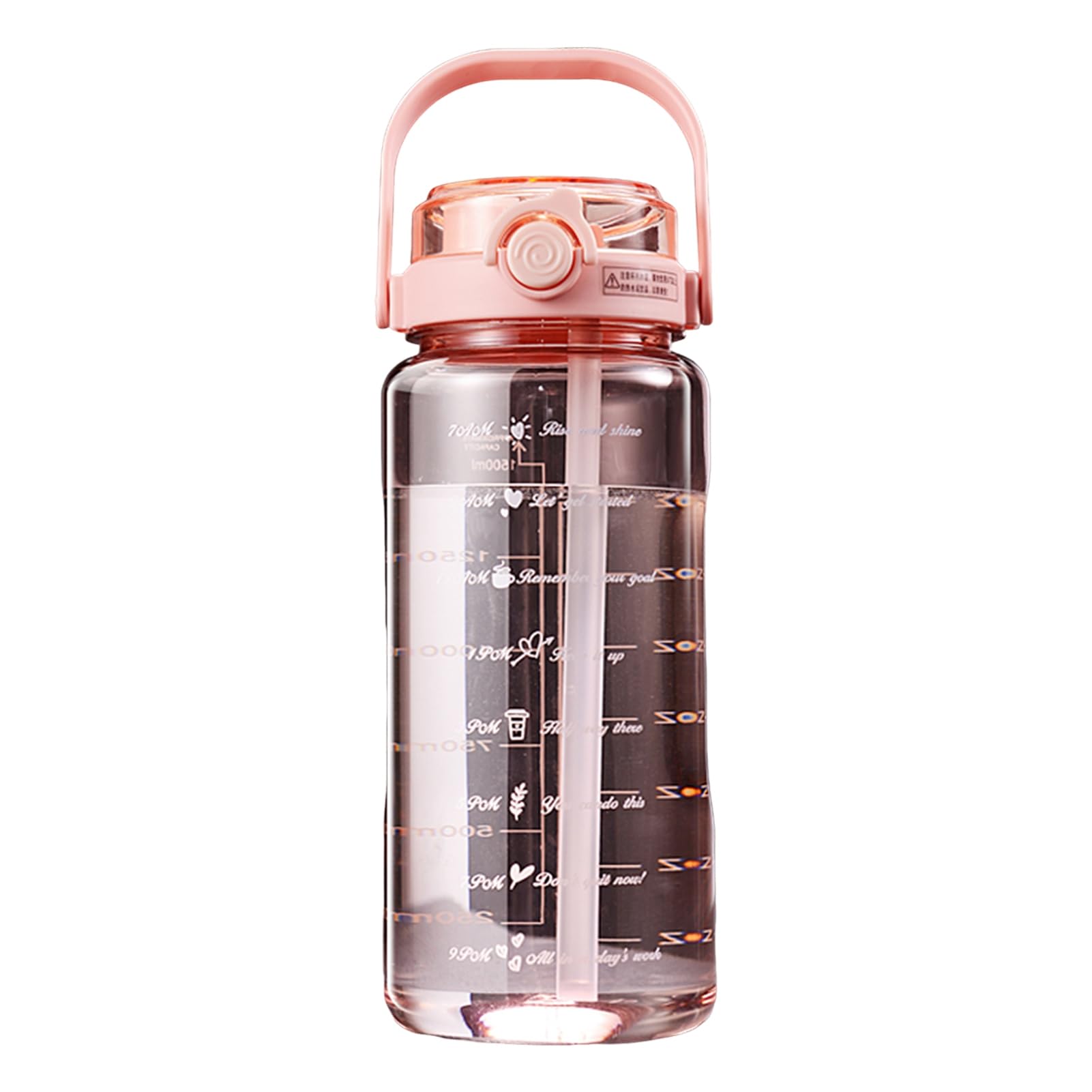 Worparsen 1.5/2 L Sports Water Bottle with Straw,Large Capacity Reusable Drinking Cup,BPA-Free Water Bottle, Leakage Proof Sports Bottle For Fitness, Hiking, Camping, School and Office Pink 1500ML