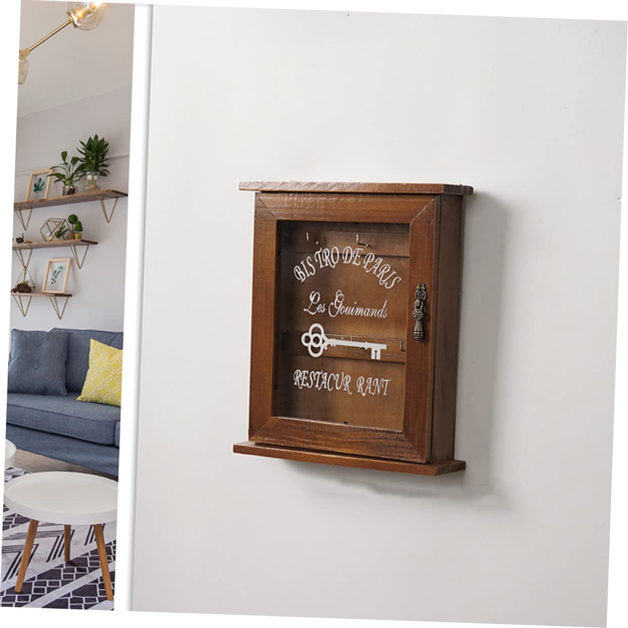 GALPADA Casetta Portachiavi da Muro in Legno di Pino Marrone, Facile da Installare e Decorativa per Ingresso o Garage, Elegante Organizer per Chiavi Domestiche