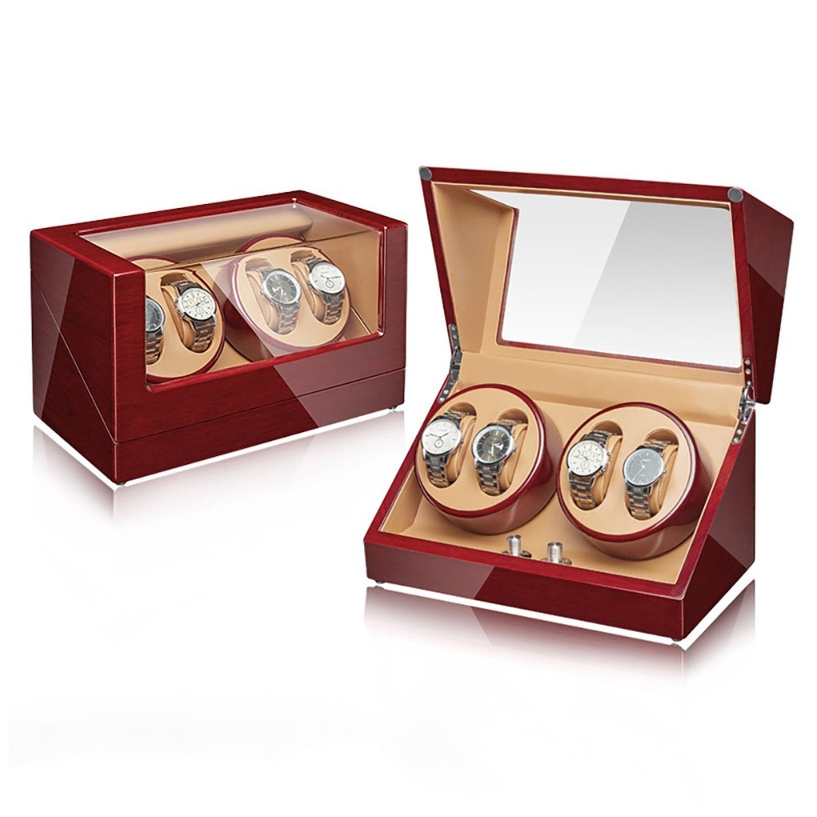 Caricatore Automatico per Orologi 4+0, Custodia per Orologi con Esterno in Pelle, Cuscinetti per Orologi Morbidi e Flessibili, Motore Giapponese Silenzioso per Orologi da，C