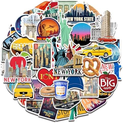 120Pcs New York Stickers New York Party Favors & Decorations, NYC Souvenir Collection NYC Travel Waterproof Vinyl Decals for Journaling Water Bottle and Laptop, USA Souvenir Gifts image 5